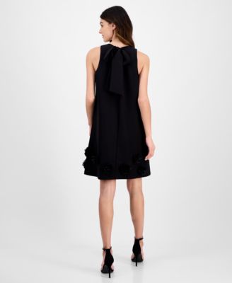Anne Klein Women's Jewel-Neck Rosette-Trim Shift Dress - Macy's