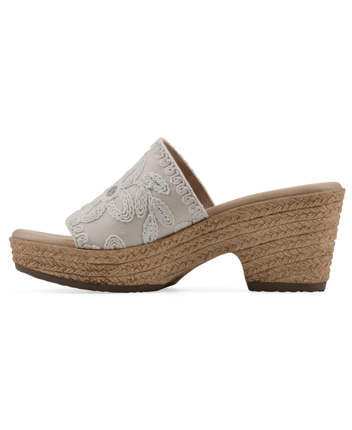 Cliffs By White Mountain Biancia Platform Slide Sandal In Natural White Fabric