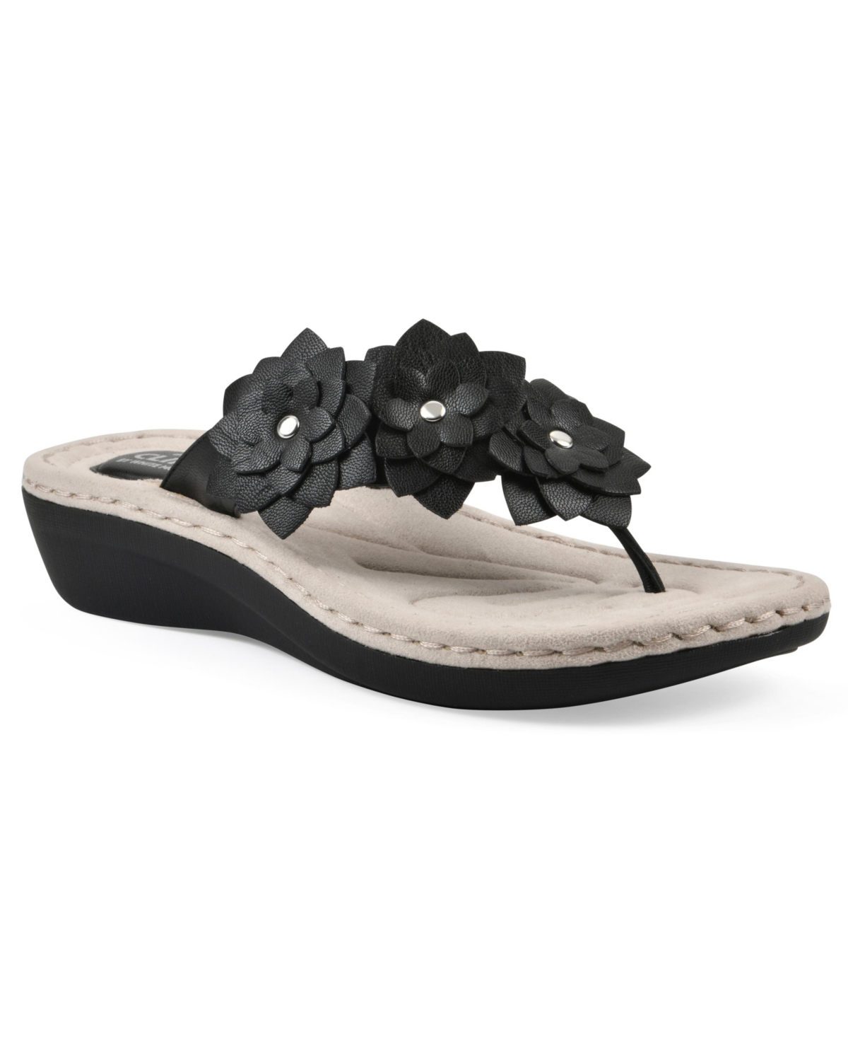 Cliffs By White Mountain Content Wedge Sandal In Black Smooth
