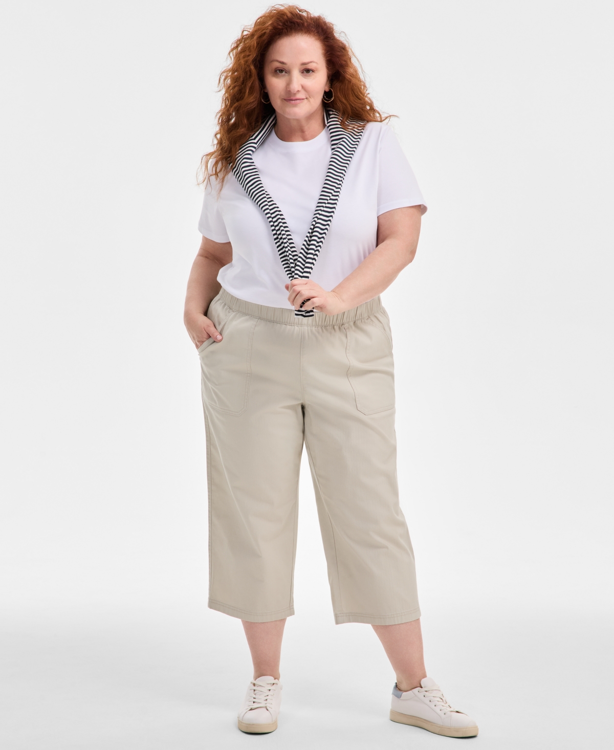 STYLE & CO PLUS SIZE PULL-ON CROPPED PANTS, EXCLUSIVELY AT MACY'S 