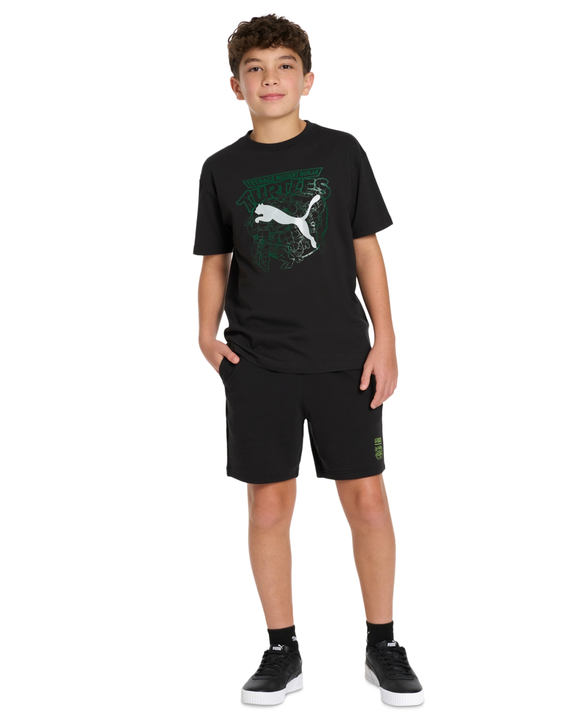 Puma X Tmnt Big Boys Relaxed Graphic T-shirt In  Black