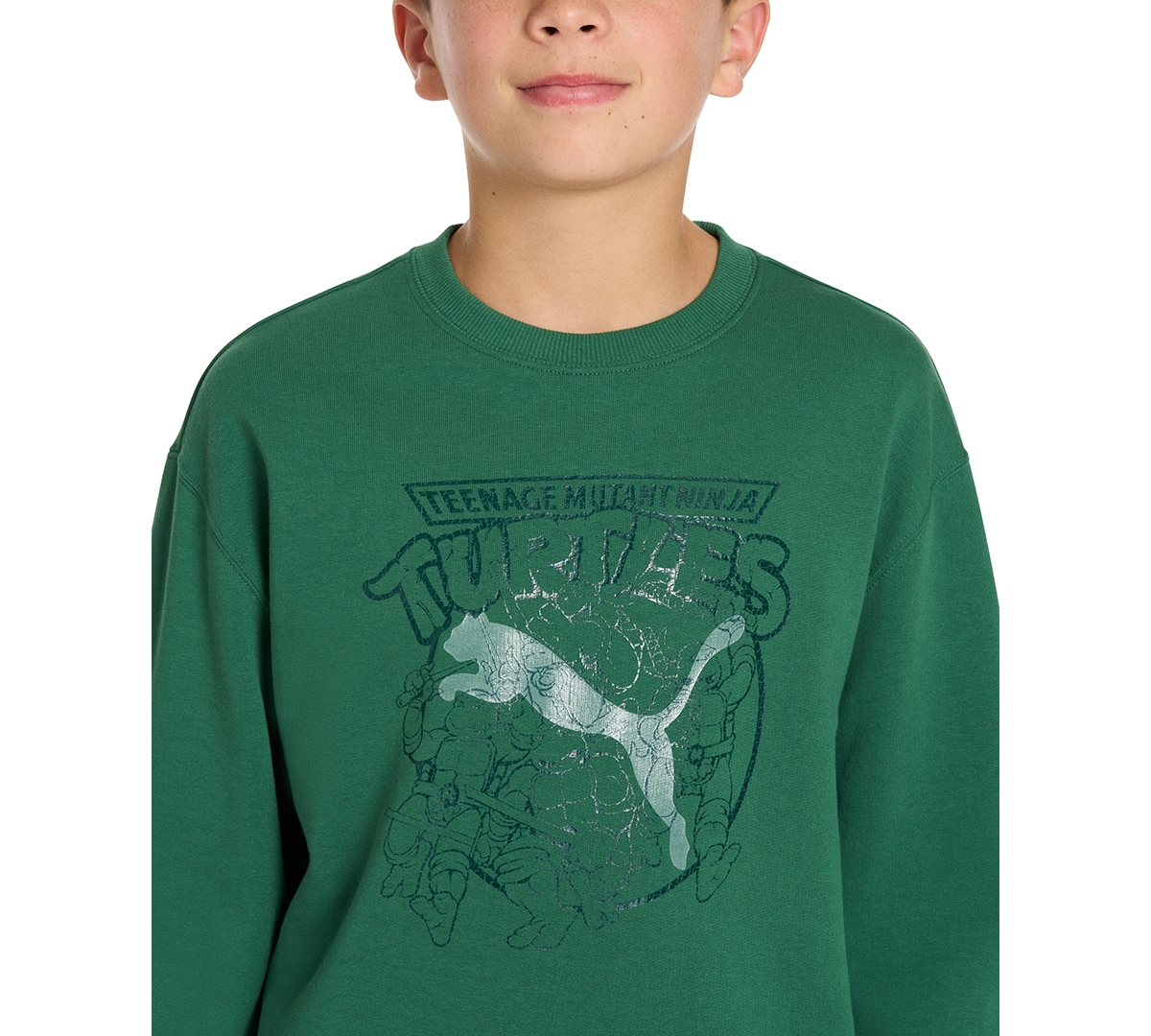 Puma X Tmnt Big Boys Relaxed Printed Sweatshirt In Vine