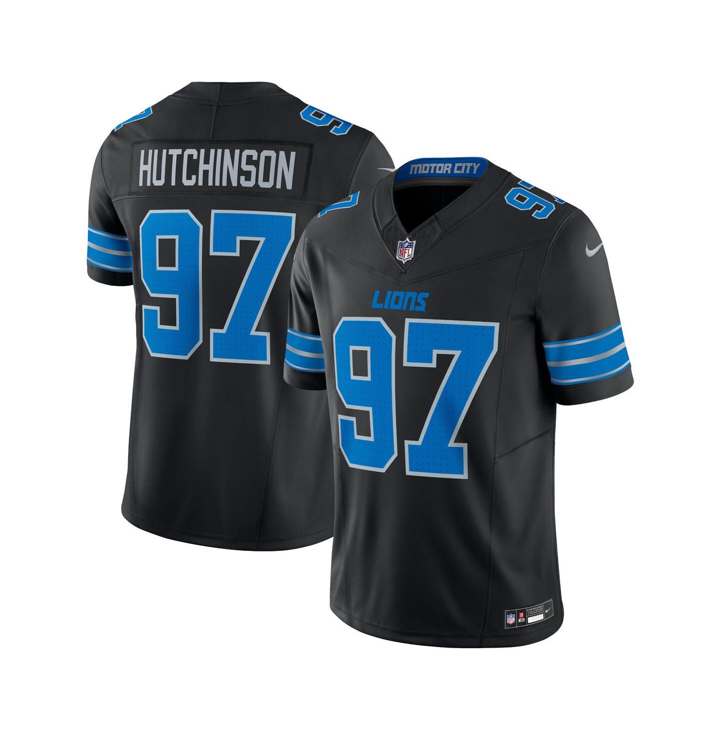 Мужской топ Nike Aidan Hutchinson Black Detroit Lions 2nd Alternate Vapor F.U.S.E. Limited Jersey — фото 1