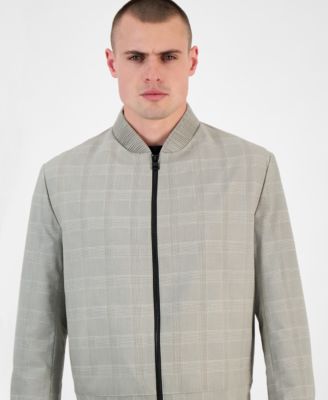 Men's Ukashi252f1x Modern-Fit Glen Check Full-Zip Bomber Jacket