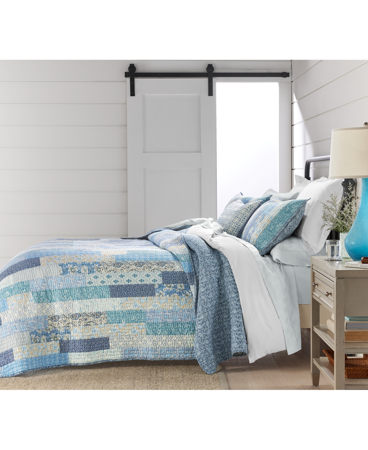 Charter Club Indigo Stripe Artisan 3-pc. Quilt Set, King, Exclusively At Macy's In Blue