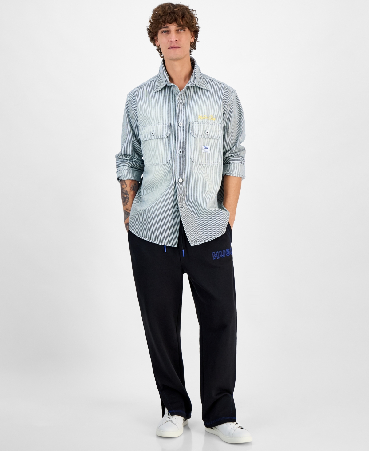 Hugo Boss Hugo By  Men's Ebolt Shirt Jacket In Bright Blue