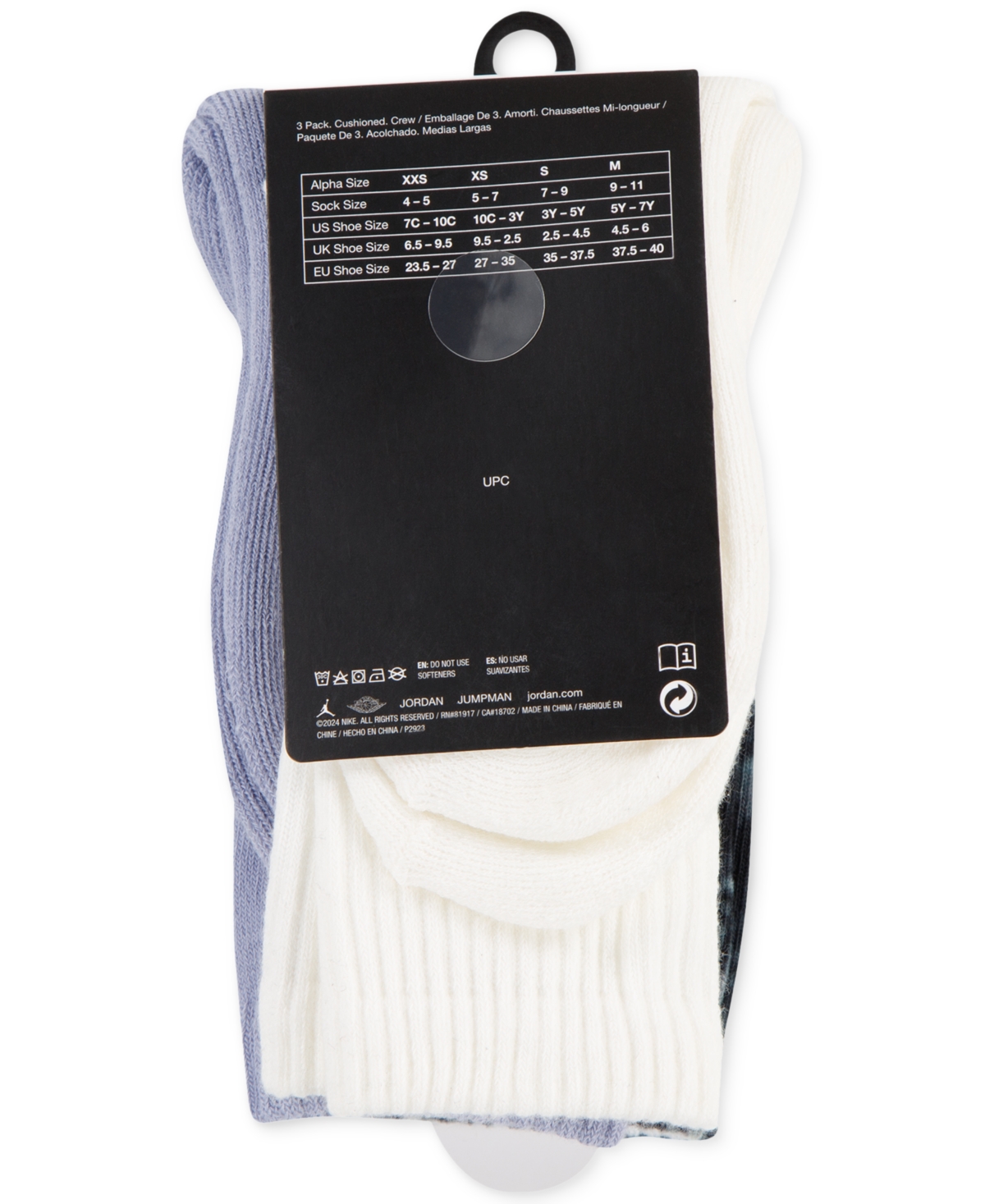 Jordan Big Boys Rings 3-pk. Crew Socks In Off Noir