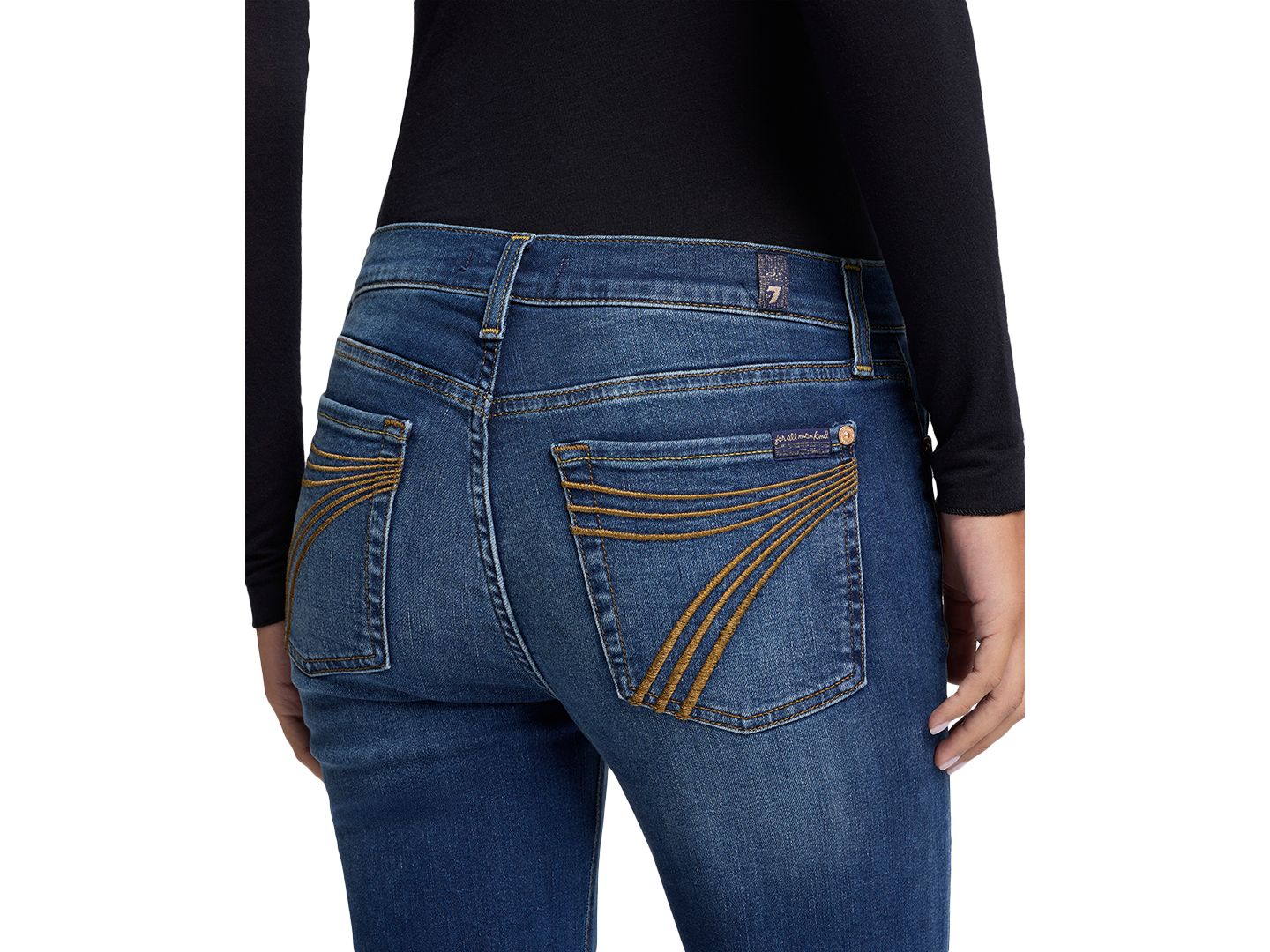 Женские джинсы 7 For All Mankind Dojo Tailorless Mid-Rise Flare Slim Illusion, цвет: Cambridge — фото 5