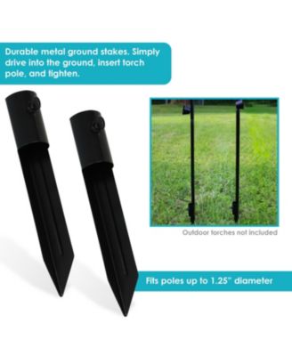 Outdoor Universal Steel Metal Ground Stake Accessory for Patio and Lawn Torches - Black
