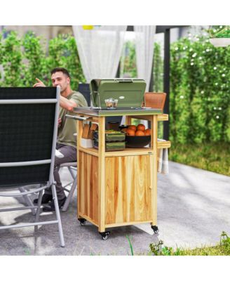 Grill Cart, Kitchen Island with Stainless Steel Top