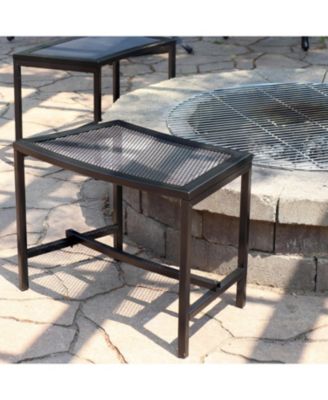 Outdoor Lightweight and Portable Metal Patio Side End Table or Backless Bench Seat with Mesh Top - 23"