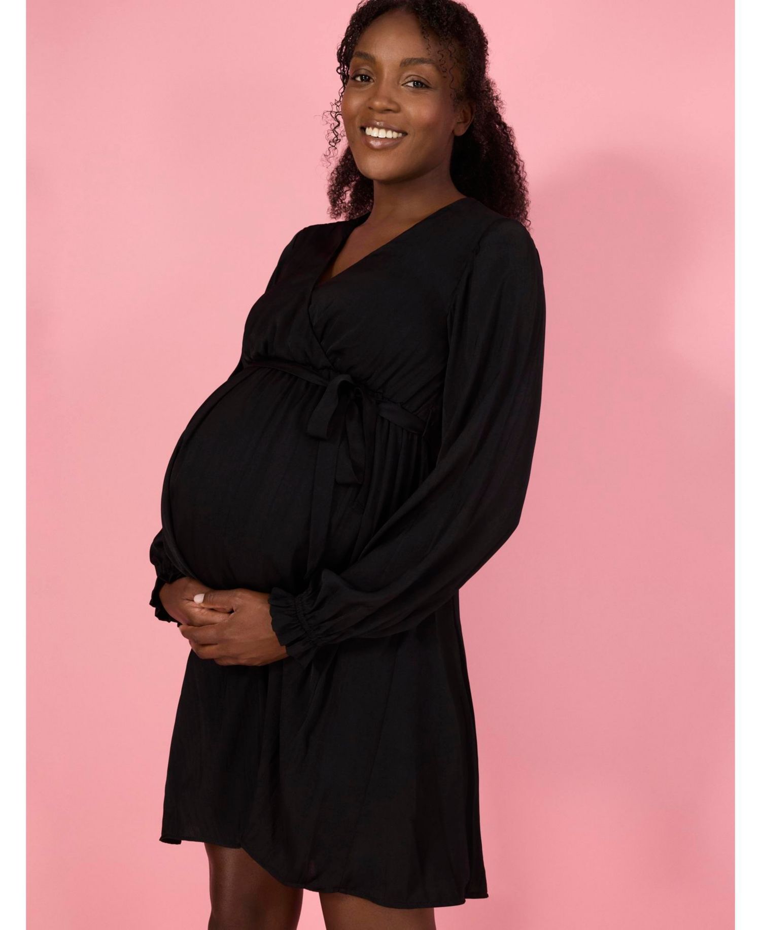 Women's Woven Wrap Long Sleeve Mini Dress - Motherhood