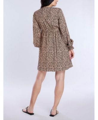 Maternity Woven Wrap Long Sleeve Mini Dress - Motherhood