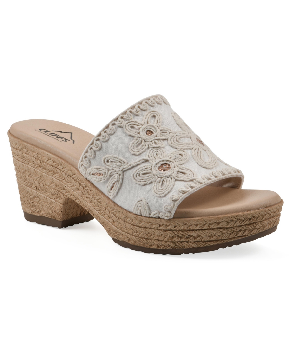 Cliffs By White Mountain Biancia Platform Slide Sandal In White Fabric