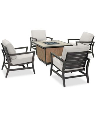 Astaire Outdoor 5-Pc. Chat Set (1 Fire Pit & 4 Rocker Chairs)