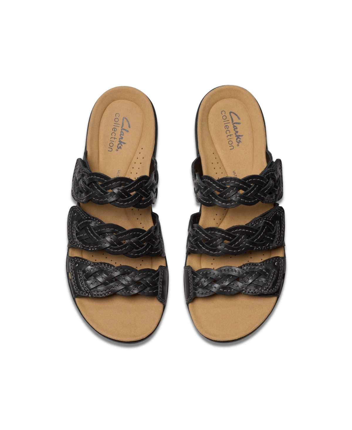 Clarks Collection Women's Laurieann Rio Slip-on Flat Sandals In Black Leather