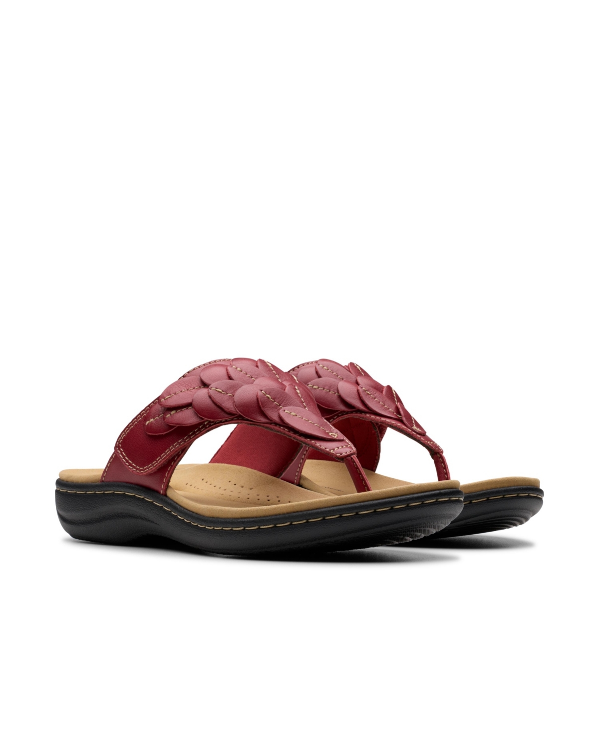 Shop Clarks Collection Women's Laurieann Palm Flip-flop Sandals In Red Leather