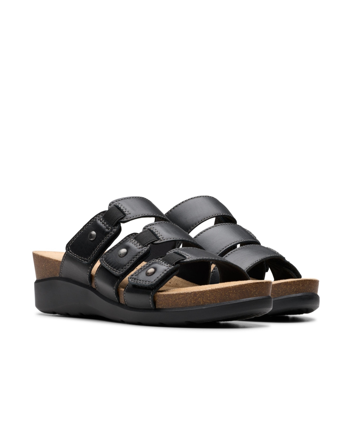 Shop Clarks Collection Women's Calenne Lily Wedge Sandals In Black Leather