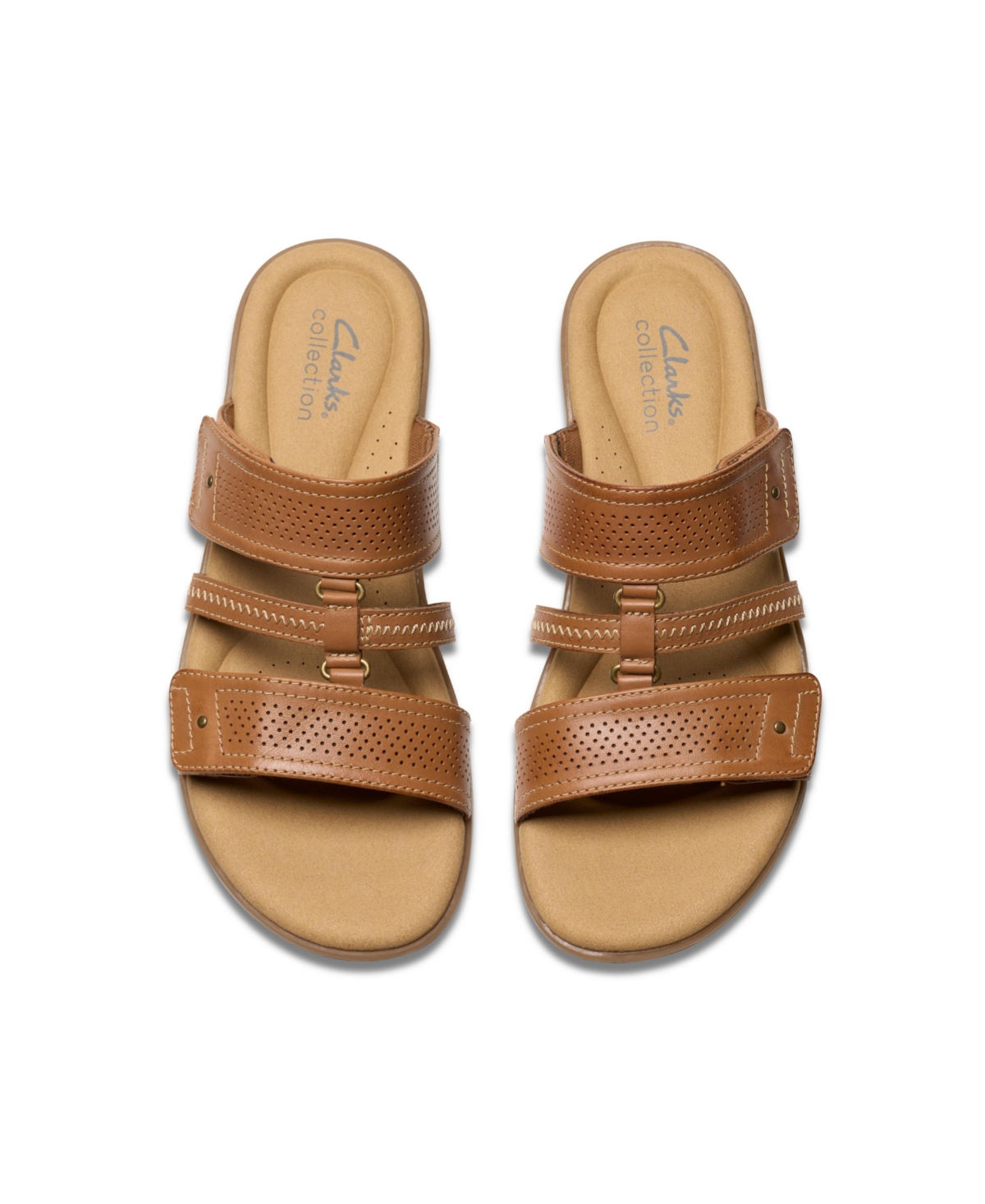 Clarks Collection Women's Elizabelle Ave Slip-on Flat Sandals In Tan Leather