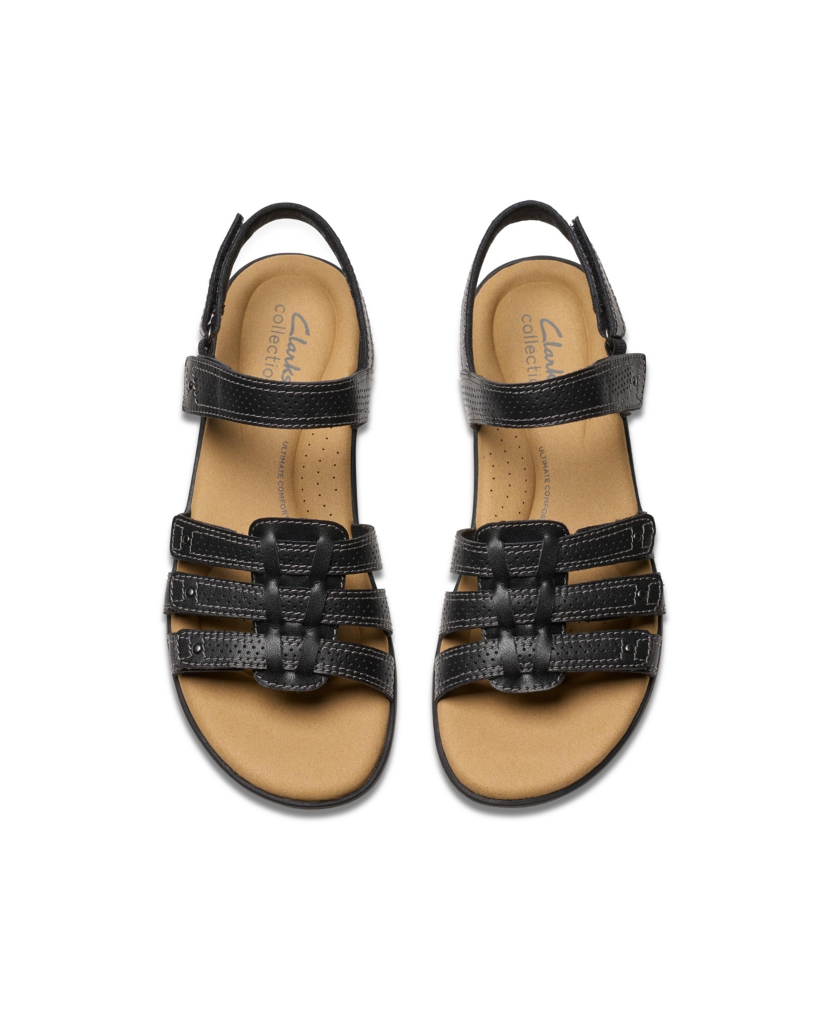 Clarks Collection Women's Elizabelle Kay Riptape Flat Sandals In Black Leather
