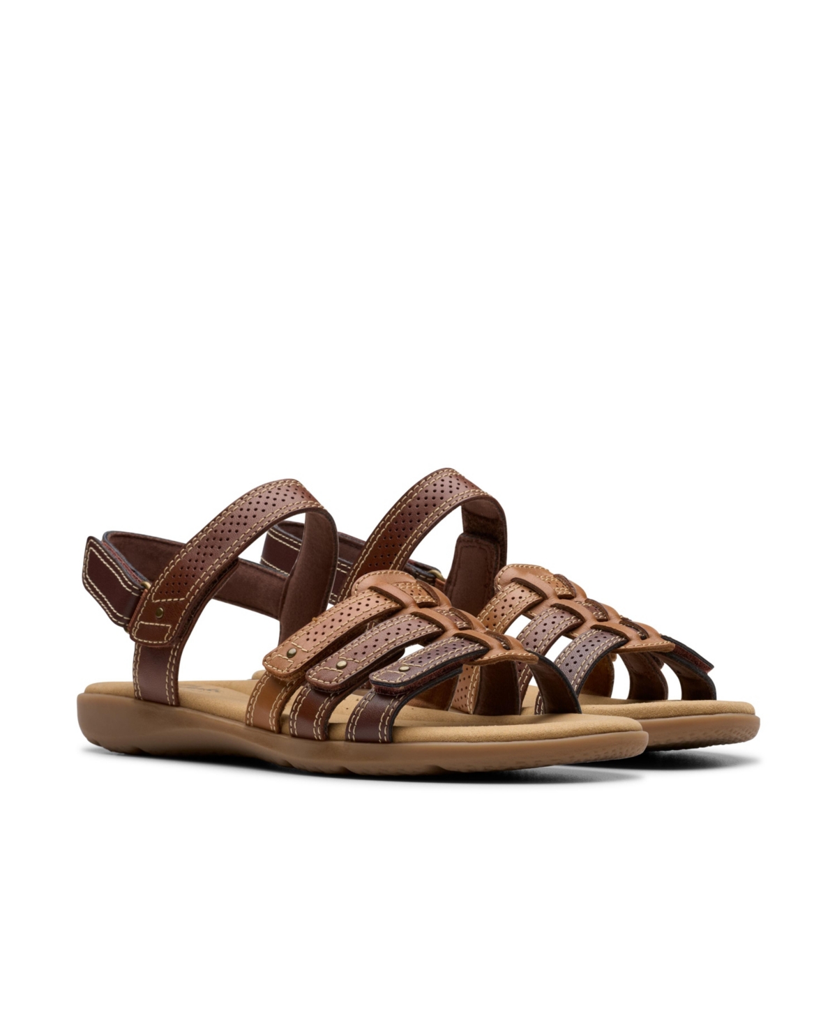 Clarks Collection Women's Elizabelle Kay Riptape Flat Sandals In Brown Multi Leather