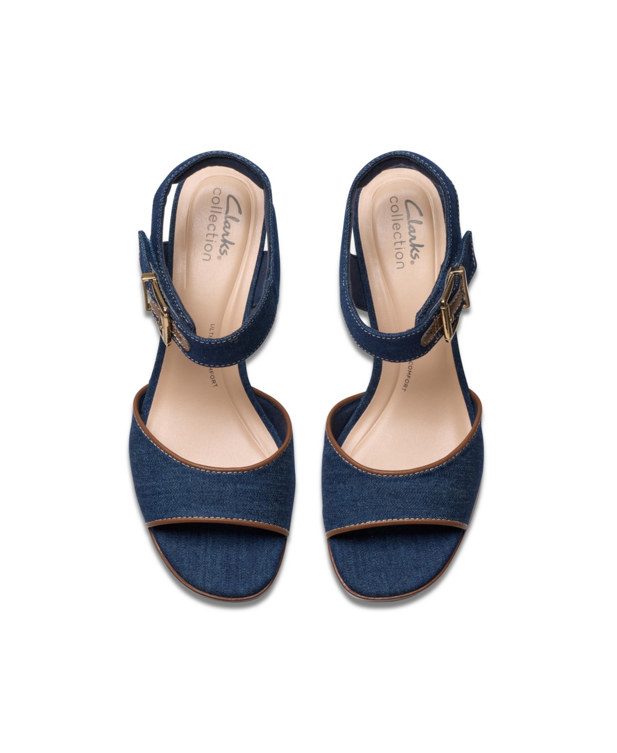 Clarks Collection Women's Ambyrlyn Faye Block Heel Sandals In Dark Denim Textile