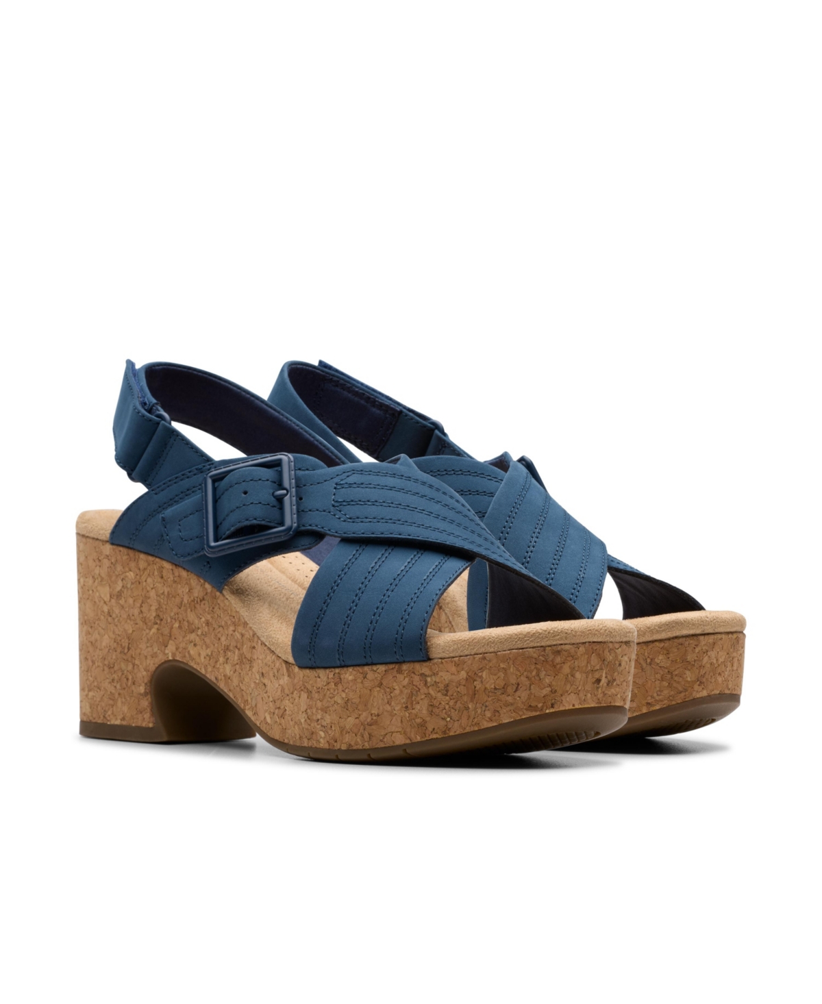 Clarks Collection Women's Nerisa West Wedge Sandals In Navy Nubuck