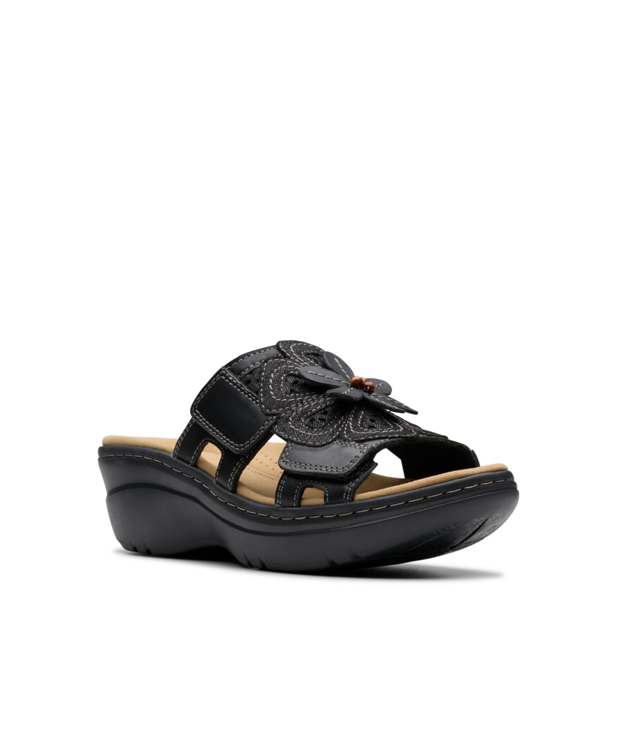 Clarks Collection Women's Merliah2 Belle Wedge Sandals In Black Combi Leather