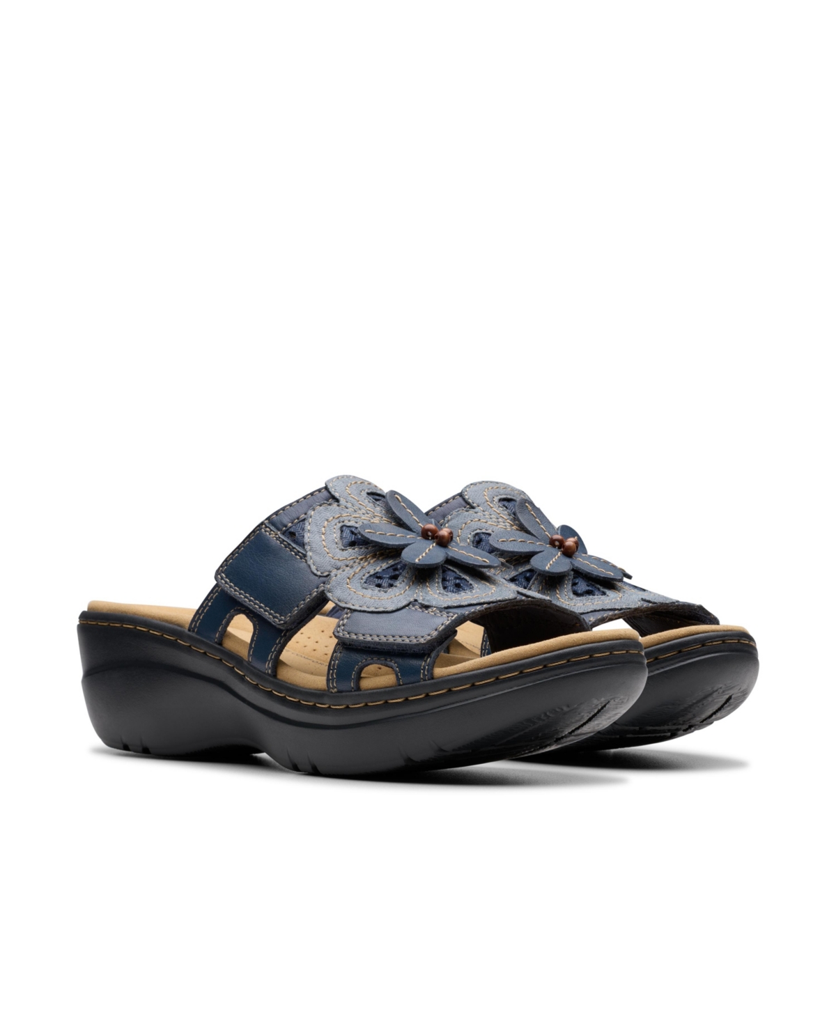 Clarks Collection Women's Merliah2 Belle Wedge Sandals In Navy Multi Leather