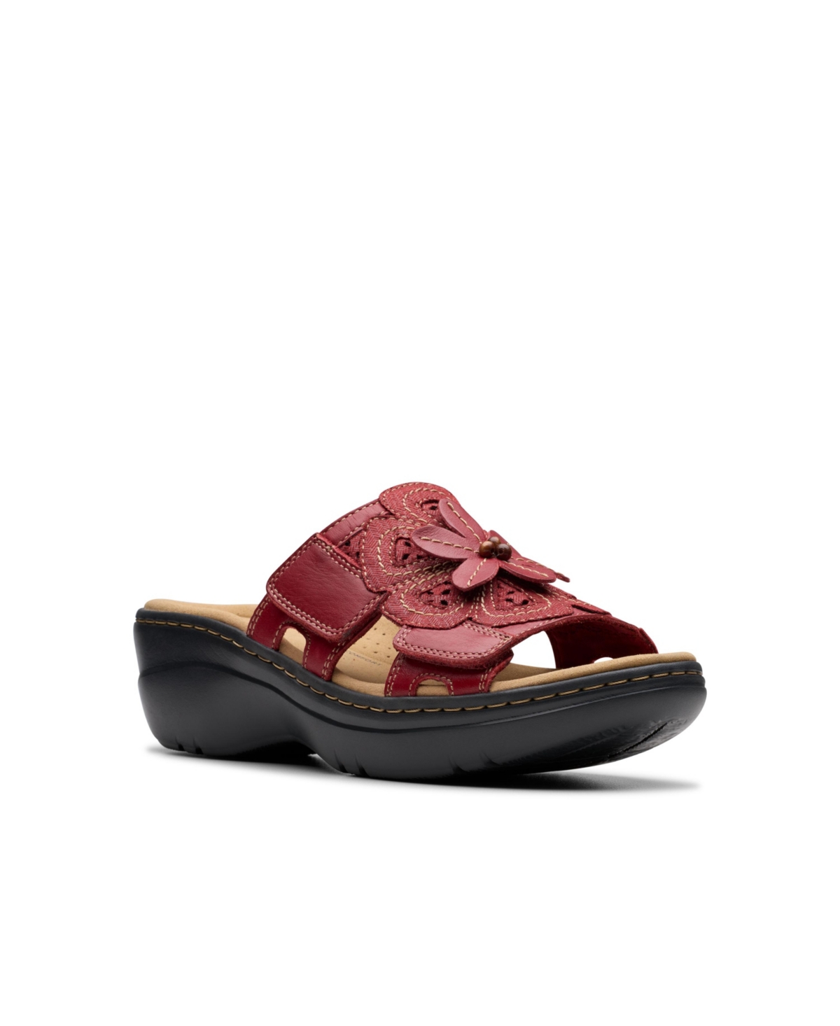 Clarks Collection Women's Merliah2 Belle Wedge Sandals In Red Combi Leather