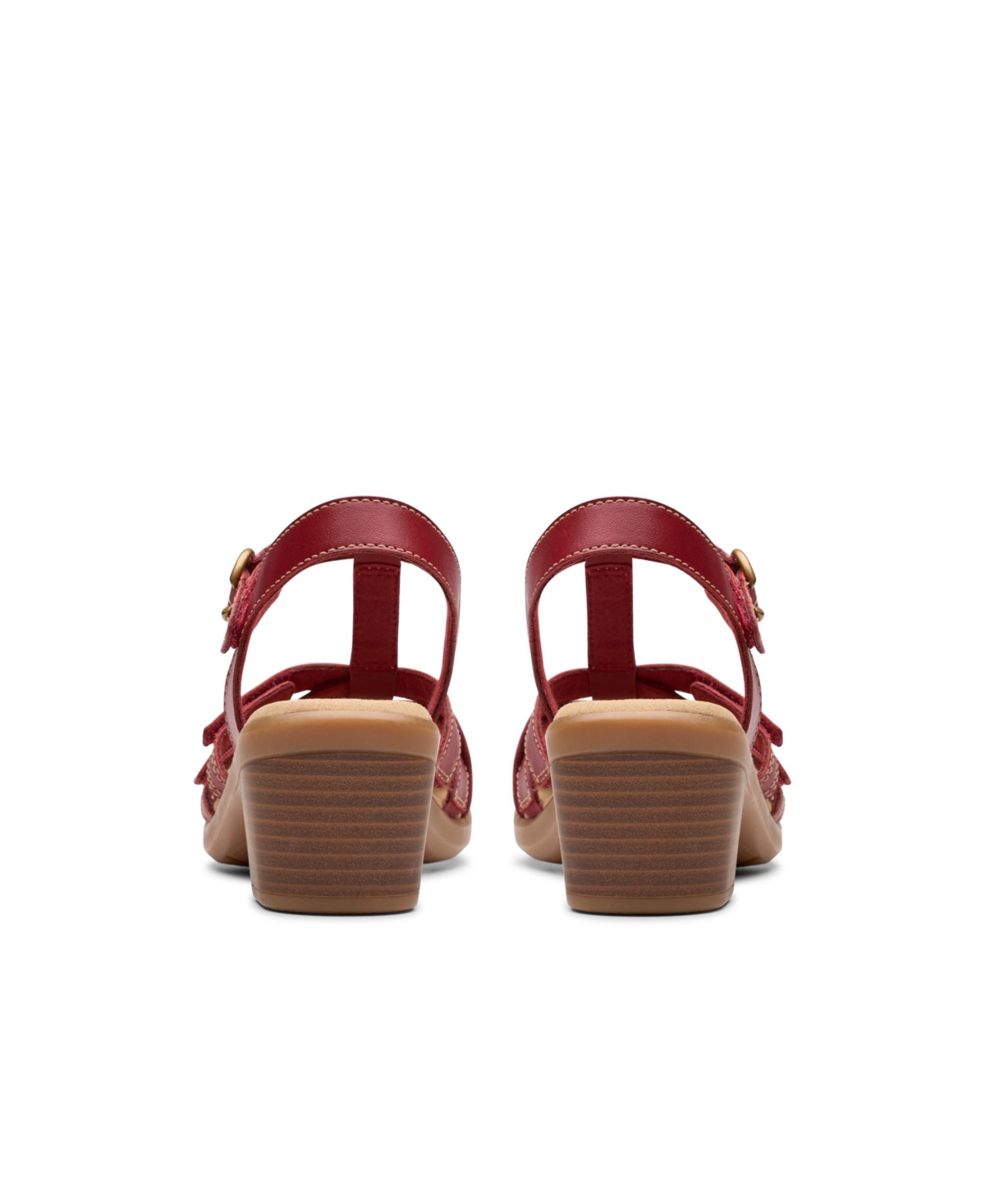 Shop Clarks Collection Women's Emily2 Rose Block Heel Sandals In Red Leather