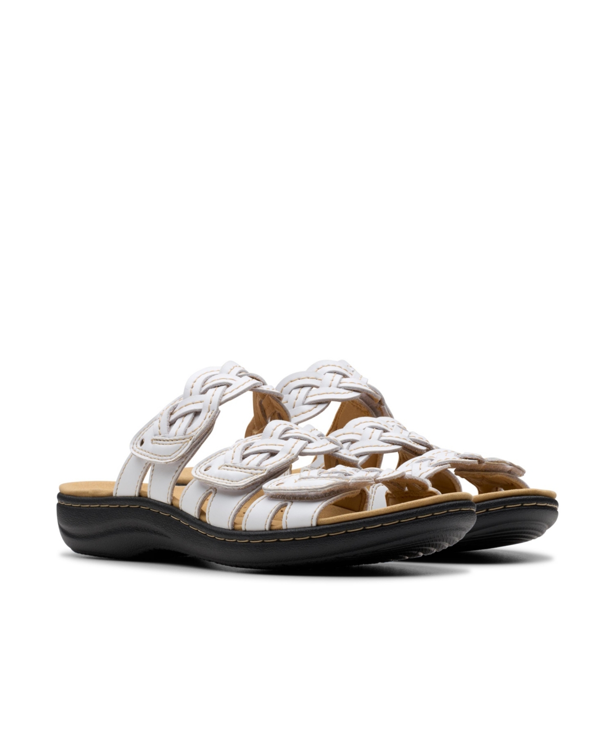 Clarks Collection Women's Laurieann Rio Slip-on Flat Sandals In White Leather