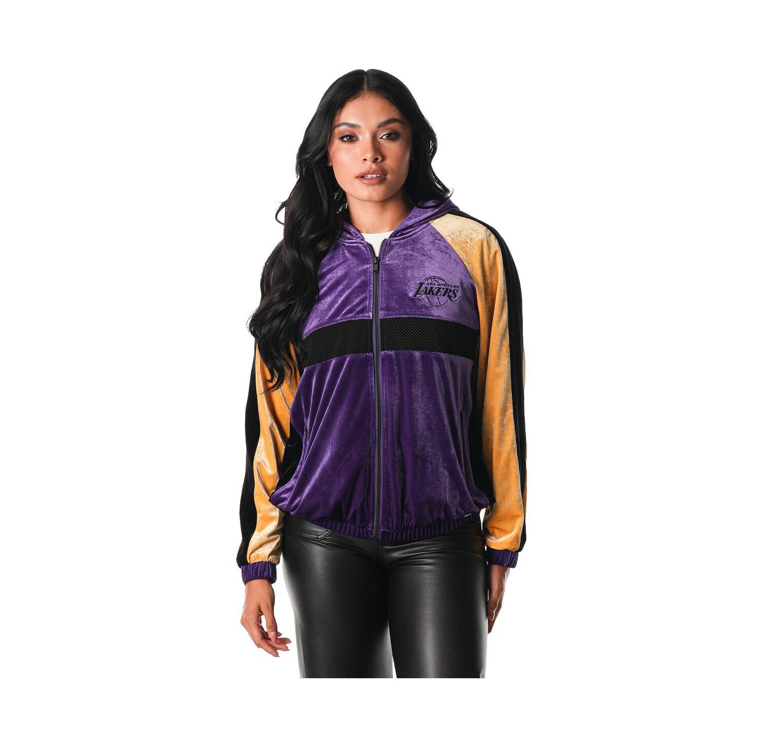 Women's Purple Los Angeles Lakers Velour Full-Zip Track Jacket Hoodie
