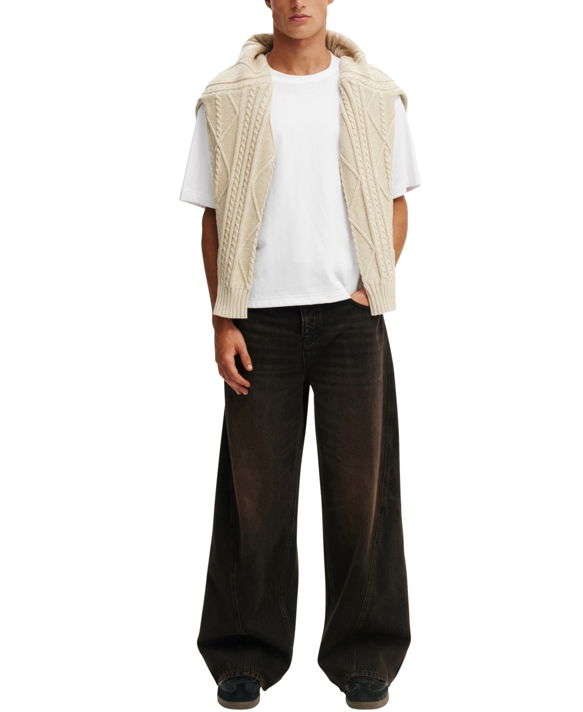 Shop Cotton On Men's Super Baggy Balloon Jean In Burnt Black