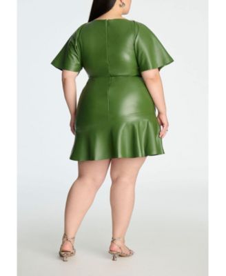 Women's Plus Size Drapey Faux Leather Mini Dress