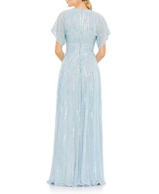 Women's Embellished V Neck Evening Gown