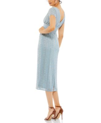 Women's Beaded Cap Sleeve Column Midi Dress