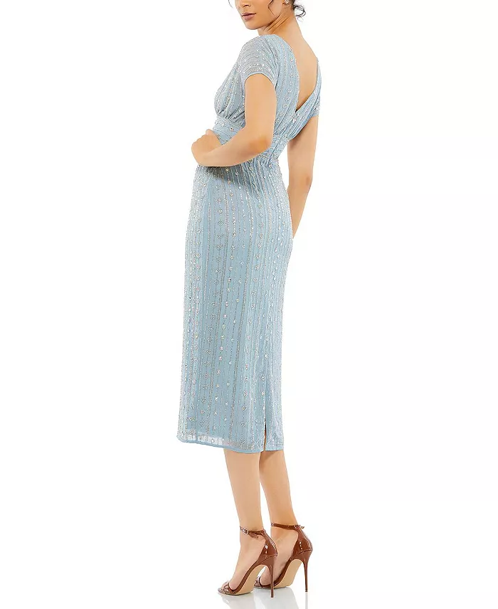 Women's Beaded Cap Sleeve Column Midi Dress - thumbnail 10