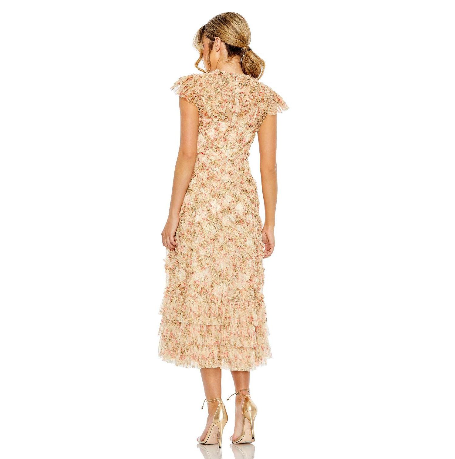 Women's Ruffle Tiered Short Sleeve A Line Dress