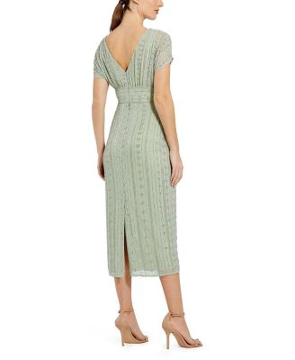 Women's Beaded Cap Sleeve Column Midi Dress