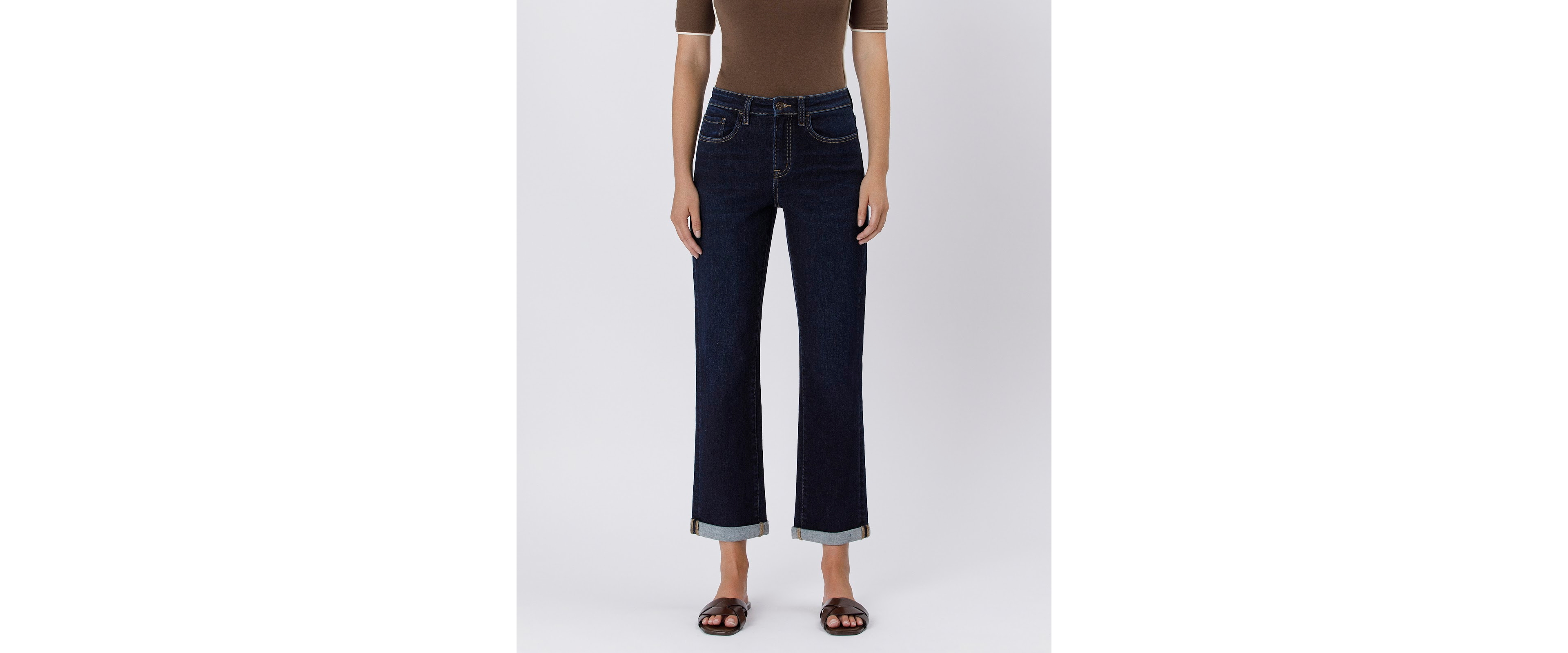 Flying Monkey Women's High Rise Cuffed Straight Jeans