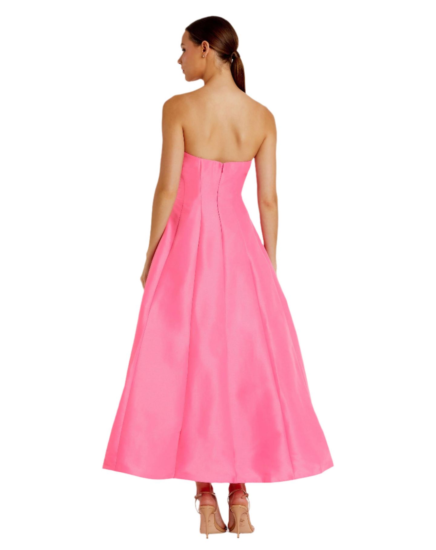 Женское платье Mac Duggal Strapless Bow Tea Length, цвет: Розовый — фото 2