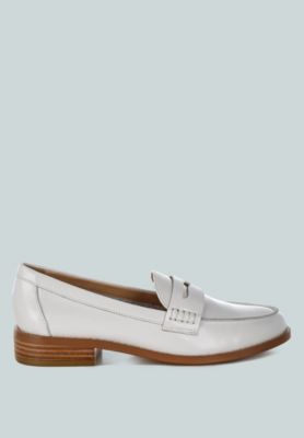Womens Roxana Real Leather Penny Strap Loafers