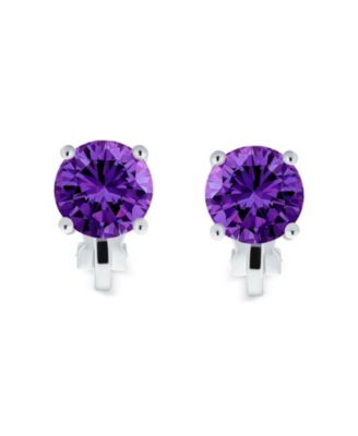 2CT Solitaire Round Cubic Zirconia CZ Clip On Stud Earrings Non Piercing
