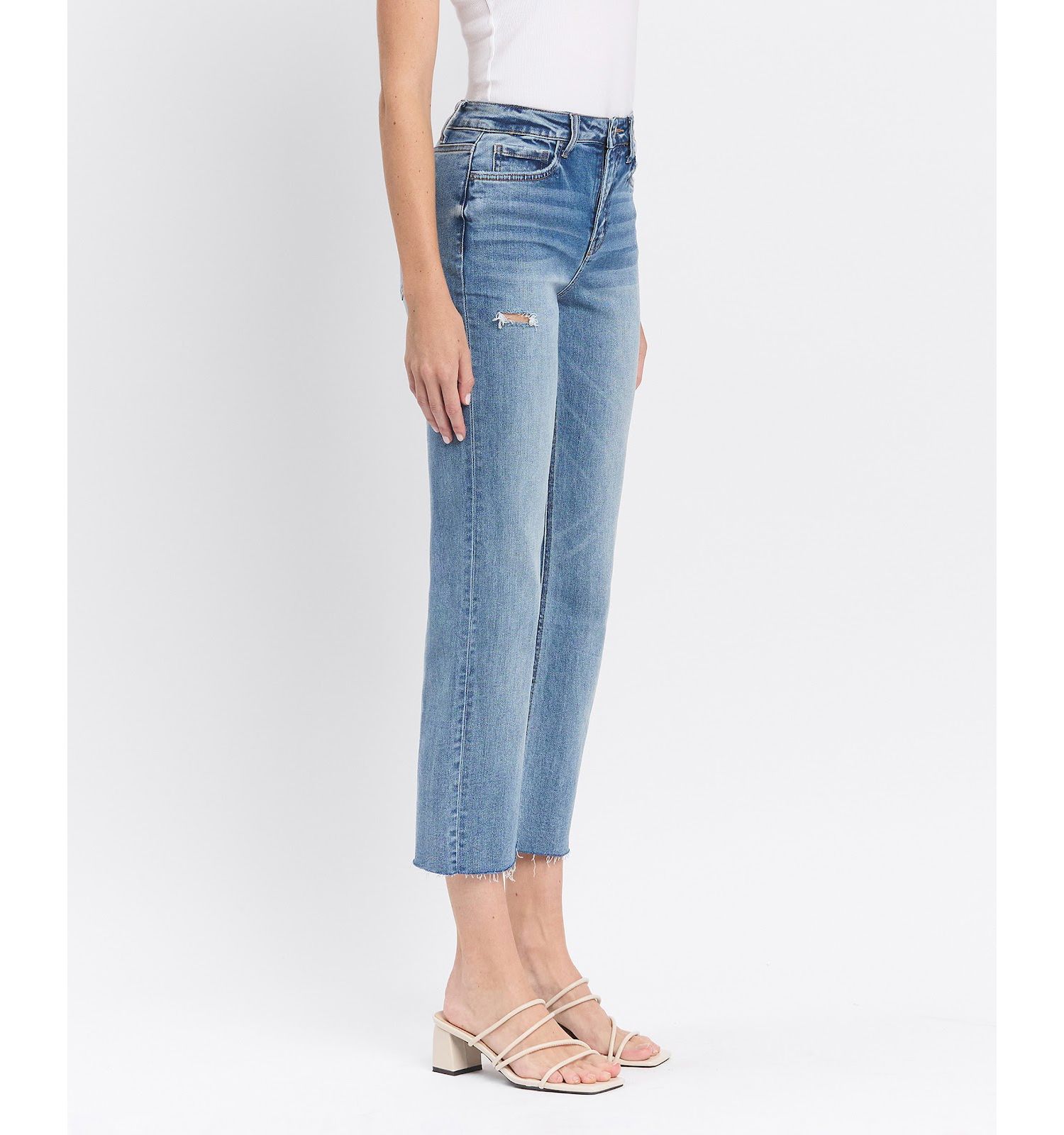Women's High Rise Crop Straight Jeans