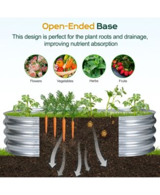 2Pcs Galvanized Raised Garden Bed Kit,47.24''(L) x 23.62''(W) x11.81''(H) Outdoor Garden Planter Oval Large Boxes for Vegetables, Flowers, Herbs - Silver