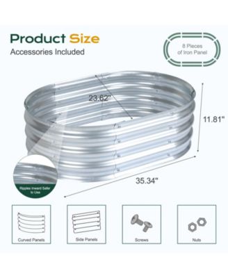 Galvanized Raised Garden Bed Kit,35.34''(L) x 23.62''(W) x11.81''(H) Outdoor Garden Planter Oval Large Boxes for Vegetables, Flowers, Herbs - Silver