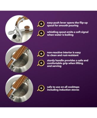 Woodmont 2-Quart Stainless Steel Tea Kettle w/ Wood Handle