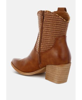 Womens Big Mood Raffia & Faux Leather Cowboy Boots