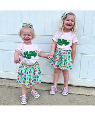 Toddler Girls Lucky Rainbow Patch St. Patrick's Day Short Sleeve T-Shirt